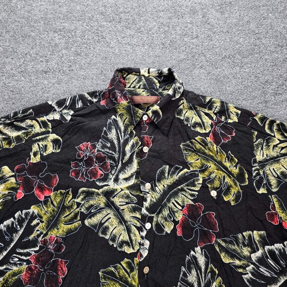 Tori Richard Hawaiian Shirt Mens Large Black Floral Summer Beach 100% Viscose - Picture 2 of 8